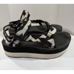 Teva Womens Flatform Universal Strappy Platform Sandals Black Size 5